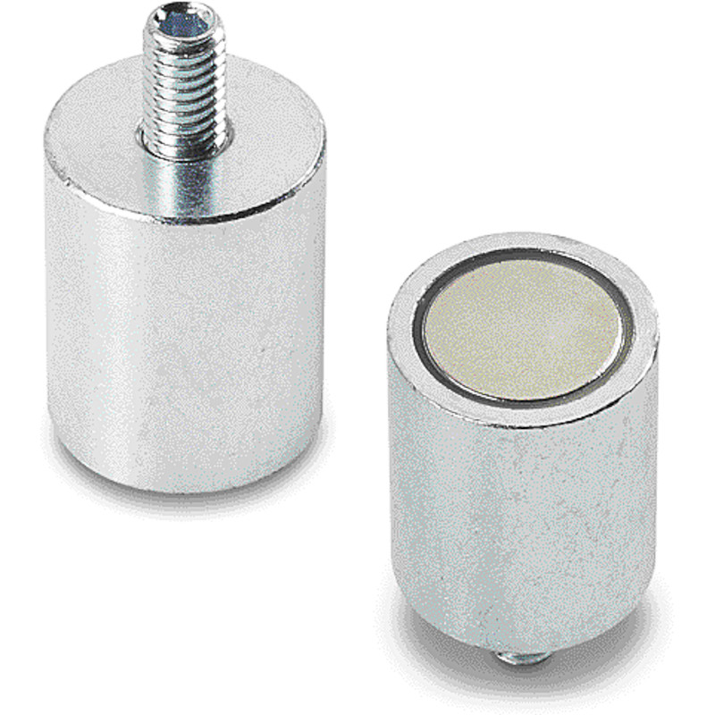 Magnete in neodimio cilindrico con guscio in acciaio zincato con perno  filettato, T440