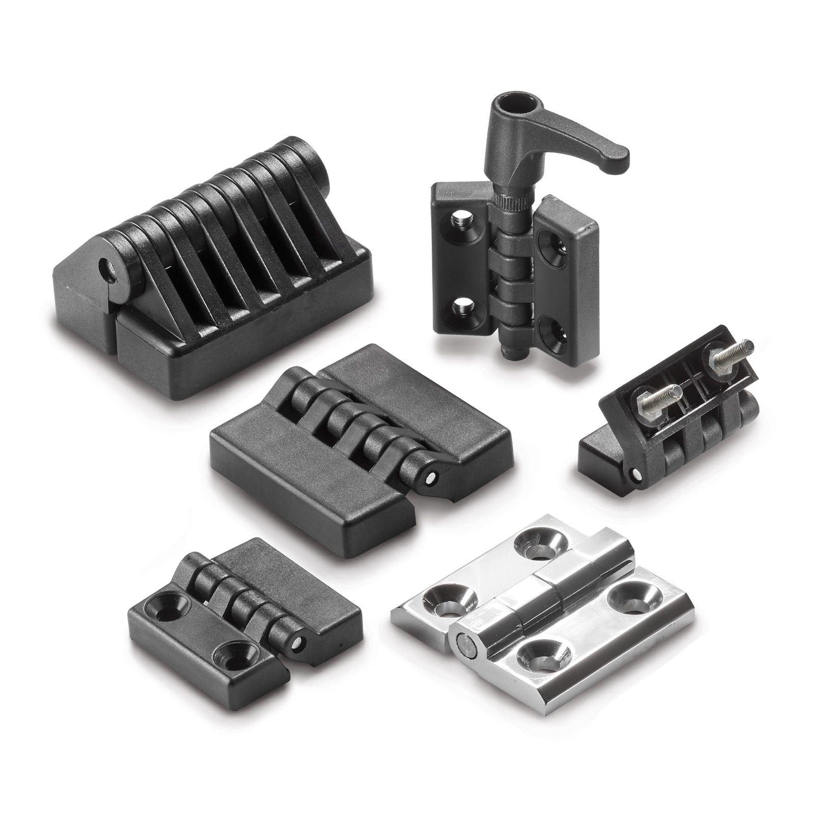 HINGES IN PLASTIC AND METAL